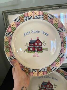 International Tableworks Home Sweet Home Patchwork Dinner Plates - Set of 7